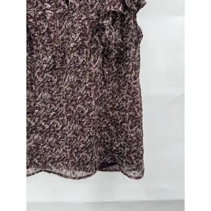 Loft Blouse Women Small Burgundy Floral Ruffle Peasant Cottagecore Prairie Ditsy thumbnail 9