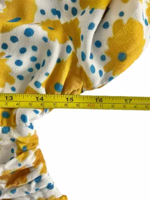 Vera for Anthropologie Sz XS Buttercup Mini Dress Floral Yellow Blue Buttons thumbnail 13