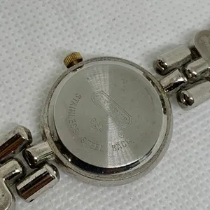 Vintage Regent watch women silver tone 24mm mop dial rhinestones size 7” running thumbnail 6