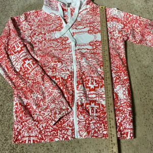 Y2K‎ Nikita Womens Red White All Over Doodle Print Full Zip Hoodie Sweatshirt S thumbnail 3