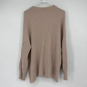 Aerie Women's M Taupe Fuzzy Ribbed Oversized Crewneck Pullover Sweater thumbnail 2