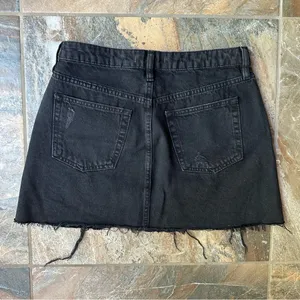 We The Free Black Button Fly Mini Skirt Jean Skirt Size 27 Distressed Casual thumbnail 6
