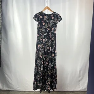 NWT Glamorous V Neck Bird Print Maxi Dress in Black‎ Size Small thumbnail 2
