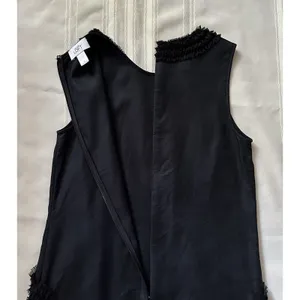 Ann Taylor Loft Size 4 Black Shift Dress Pocket Ruffle Trim Career Cocktail EUC thumbnail 11