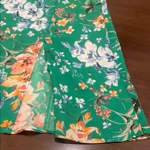 Ann Taylor LOFT Floral A-Line Skirt in Green and Orange thumbnail 5