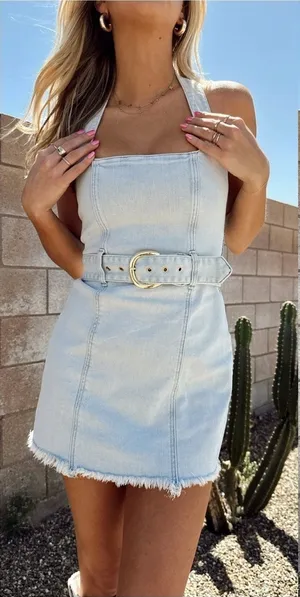 SHOW ME YOUR MUMU Duncan Halter Dress In Blue Jay thumbnail 1