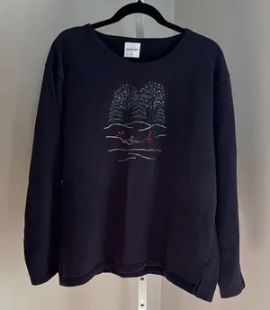 Decorated Originals Blue Holiday Sweatshirt Embroidered Bedazzled Design Sz XXL thumbnail 1