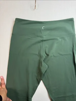 Zyia High-Waist Forest Green Leggings with Subtle Logo thumbnail 2