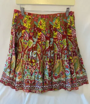 Jones Wear Jeans Women’s Size 8 Multicolor Floral Pleated A-Line Cotton Skirt thumbnail 1