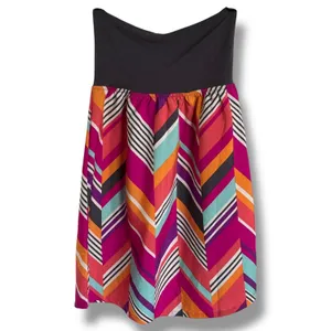 Roxy‎ Womens Strapless Dress Multicolor Chevron Gray Bodice M Teal Orange Black thumbnail 4