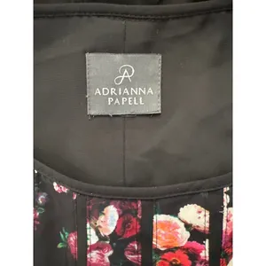 Adrianna Papell Black Floral Pleated Sleeveless Midi Dress Wedding Guest Size 14 thumbnail 12