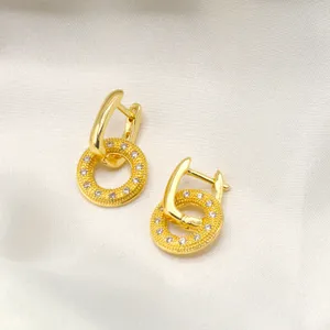 Donut Link Dangling Earrings Gold thumbnail 1