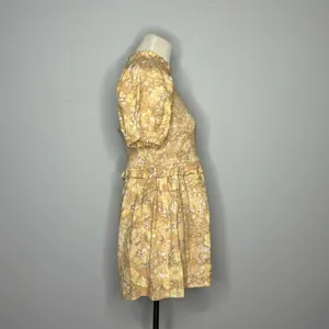 Miss Selfridge- Yellow and Tan Floral Romper with Puffy Sleeves thumbnail 4