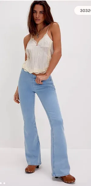 We The Free free peoplePenny Pull-On Flare Jeans size 26 blue denim light wash thumbnail 1
