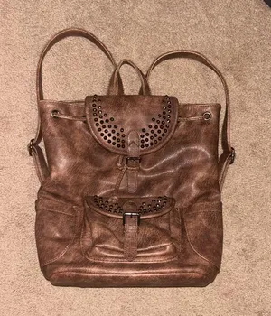 Genuine Leather Backpack Brown thumbnail 1