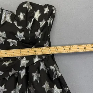 For Love & Lemons Black Silver Star Metallic Mini Dress Revolve Exclusive S thumbnail 4