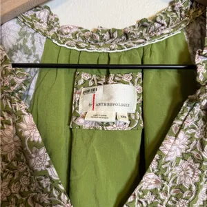 Anthropologie Robin Tiered‎ Mini Dress in Moss Floral thumbnail 3