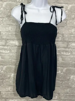 Urban Outfitters Out From Under Black Smocked Romper thumbnail 1