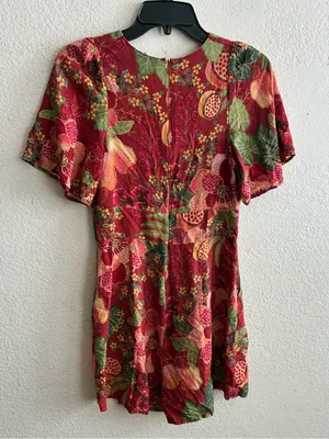 Farm Rio Red Forest Floral Print Romper S thumbnail 10