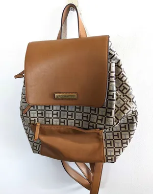 Tommy Hilfiger brown tan backpack logo purse drawstring closure good condition thumbnail 1