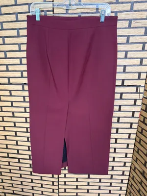 Zara Burgundy Midi Skirt Size Medium thumbnail 2