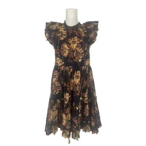 Ulla Johnson Joan Lupine Floral Ruffle Tiered Cotton Dress Size 2 thumbnail 2