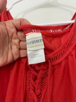 L*Space Large Red Cold Shoulder Lace-Up Tunic Dress / Cover-Up thumbnail 8