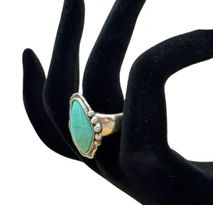 Turquoise Stone Stretch Ring Silver thumbnail 3
