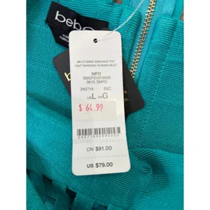 Bebe Crop Top Teal Cutout Bandage Y2K Going Out Party NWT Large thumbnail 6