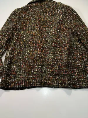 Ellen Tracy Cotton Wool Blend Multicolor Tweed Bouclé Jacket in Earth Tones thumbnail 7