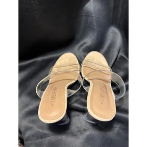 Dream‎ Pairs Clear Strap Block Heel Slide Sandals Nude Beige Size 8 like 9 thumbnail 2
