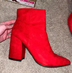 Red Suede Booties Size 9.5 thumbnail 2