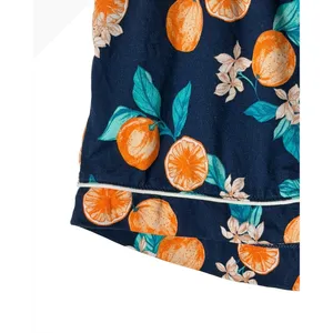 Joyspun Pajama Set Women Small Blue Orange Citrus Floral Print Short Sleepwear thumbnail 8