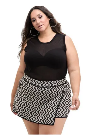 NWT Nina Parker Trendy Lightweight Sheer Sweater-Knit Tank Black Beauty 1X thumbnail 1