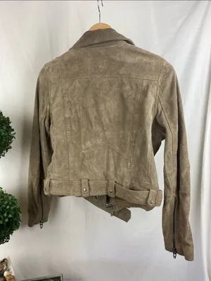 Blank NYC Tan Suede Leather Long Sleeve Cropped Moto Jacket M thumbnail 3