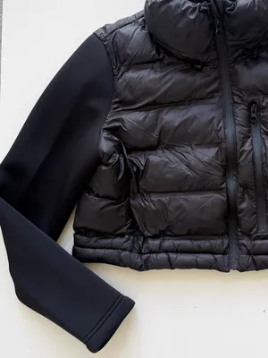Zara Black Combination Cropped Puffer Coat Size Large thumbnail 3