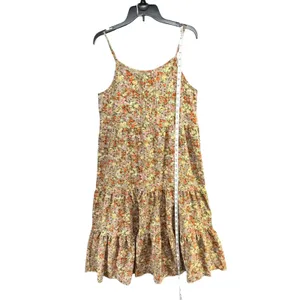 By The River Tiered Midi Dress L Multi Green Ditsy Floral Strappy Cottage Boho thumbnail 7