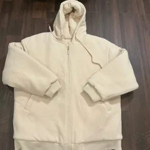 Comfrt Quilted Lining Zip Up Hoodie Cream Oversized Heavyweight Jacket 2XL New thumbnail 1