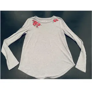 Aeropostale Juniors Womens Long Sleeve Perfect Crew Shirt, Small, Gray thumbnail 2