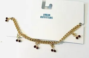 Urban Outfitters Cherry Charm Necklace NWT! Gold/ruby thumbnail 1