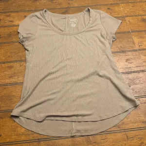 American Eagle Soft Sexy‎ Ribbed Tee Shirt Taupe Short Sleeve Women's M thumbnail 1