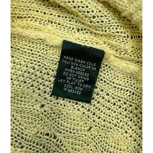 LRL Ralph Lauren citrus yellow linen sweater cable knit v-neck size Medium M thumbnail 11