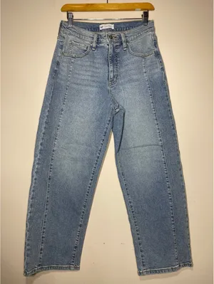 Jessica Simpson Myrtle Barrel Leg Denim Wide Leg Ankle Sz 2 thumbnail 1