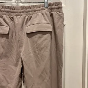Nine West Womens Jogger Pants Large Taupe Tan Elastic Waist Drawstring Pockets thumbnail 5