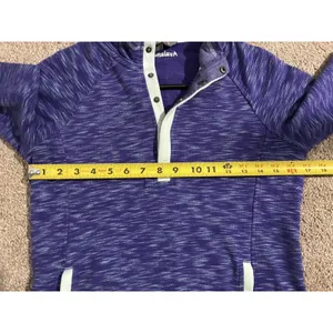 Avalanche‎ Athletic Pullover Top Women's Small Purple White Kangaroo Pocket LOGO thumbnail 8