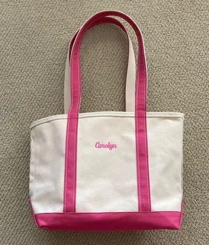 NEW L.L. Bean Boat and Tote Medium Shoulder Bag Long Handles Peony Pink NWOT thumbnail 1
