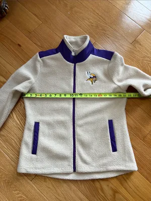 NFL Cream Sherpa Jacket with Purple Trim and Vikings Logo thumbnail 6