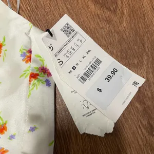 Zara Blogger Favorite Satin Effect Floral Drape Neck Halter Crop Top Size Small thumbnail 4