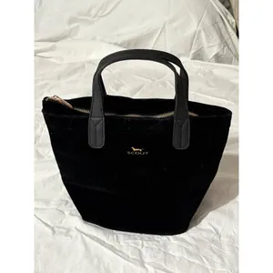 Scout Velvet Black Mini Tote With Dual Handles & Gold Quilted Interior Zip Close thumbnail 2