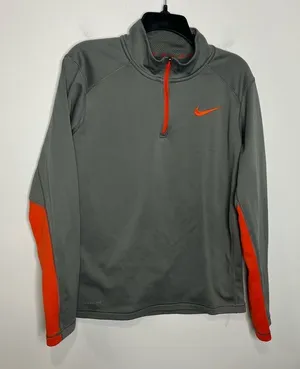 Nike Therma-fit quarter zip pullover gray orangish red‎ men’s size medium thumbnail 1